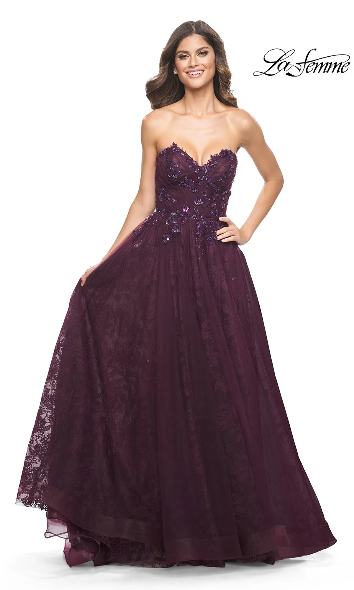 La Femme Strapless Long Prom Ball Gown 31954 sold by PromGirl