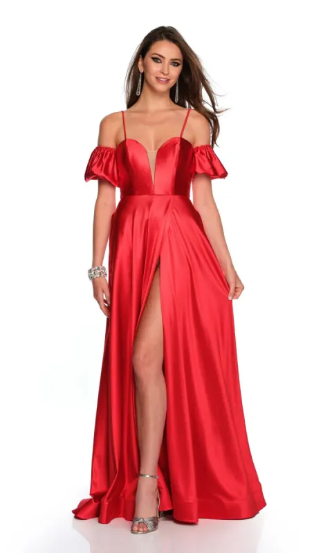 Dave and Johnny Sleeved Long Red Prom Dress 11228 sold by PromGirl