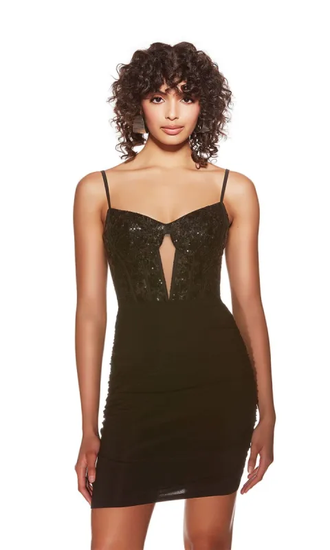 Alyce Cut-Out Short Black Hoco Dress 4816 sold by PromGirl