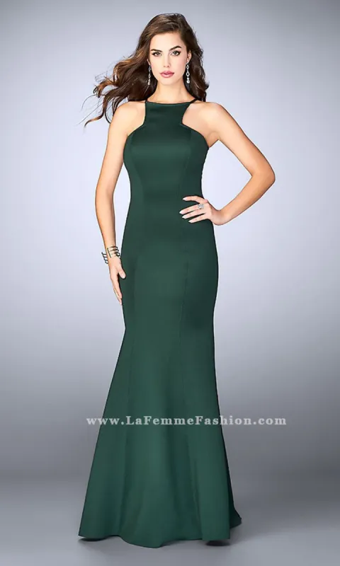 La Femme Open Back Long Prom Dress sold by PromGirl