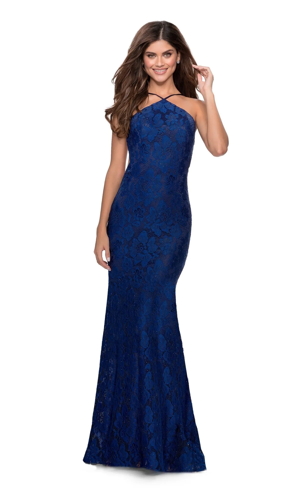 High-Neck Backless Lace Prom Dress: La Femme 28619 sold by PromGirl product image thumbnail 4