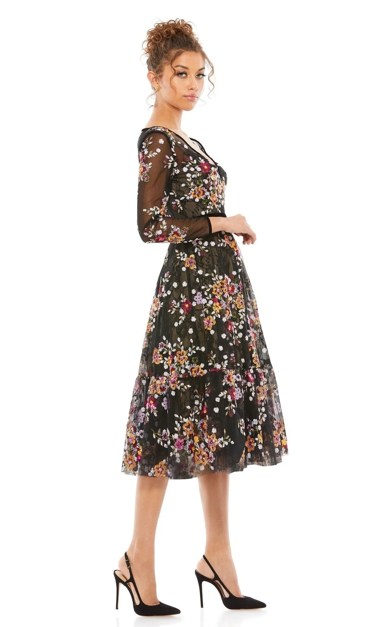 Print Midi Wedding-Guest Dress: Mac Duggal 67499 sold by PromGirl product image thumbnail 4