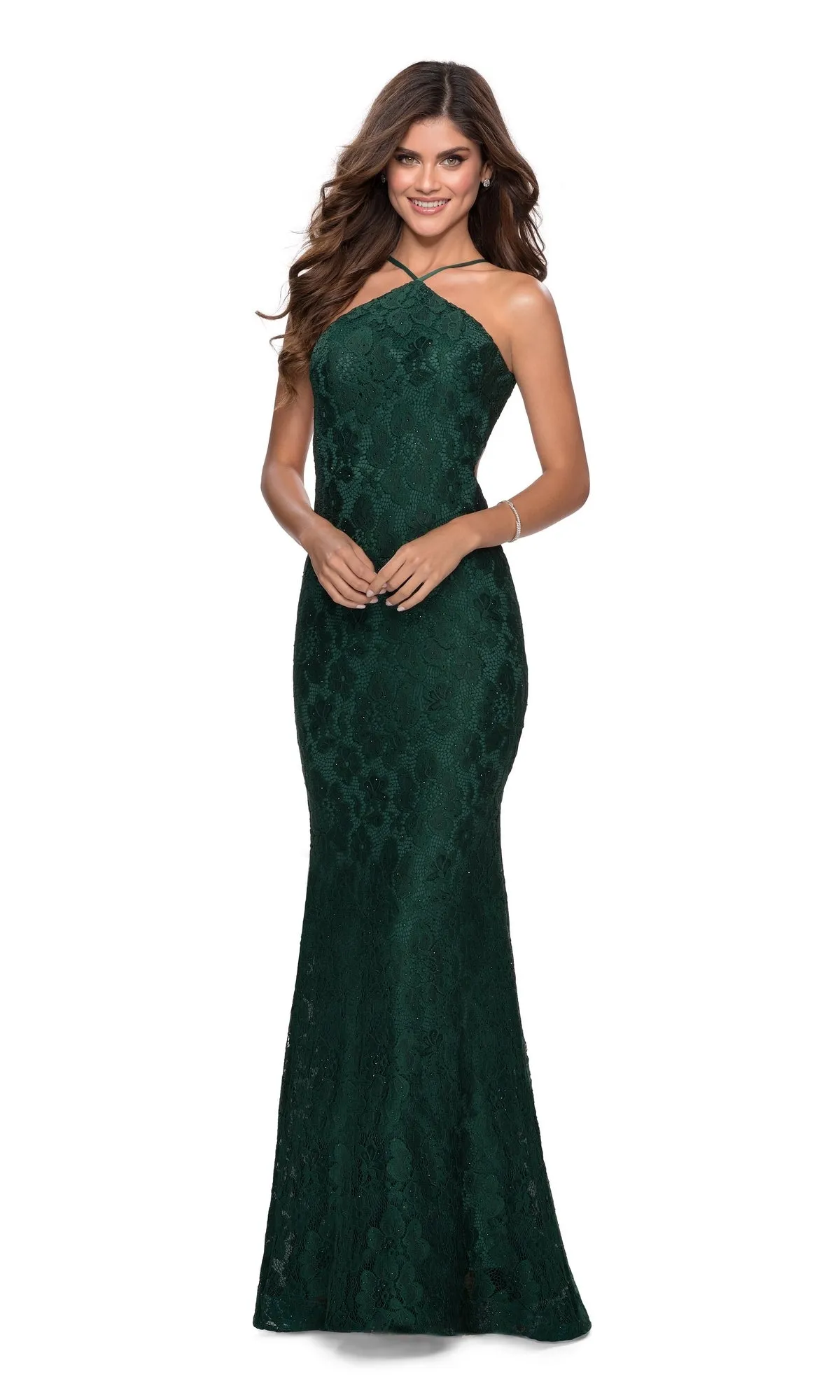 High-Neck Backless Lace Prom Dress: La Femme 28619 sold by PromGirl product image thumbnail 3