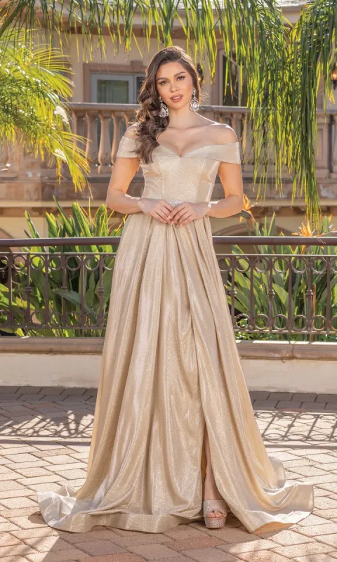 Off-Shoulder Long Prom Dress: Dancing Queen 2824 sold by PromGirl