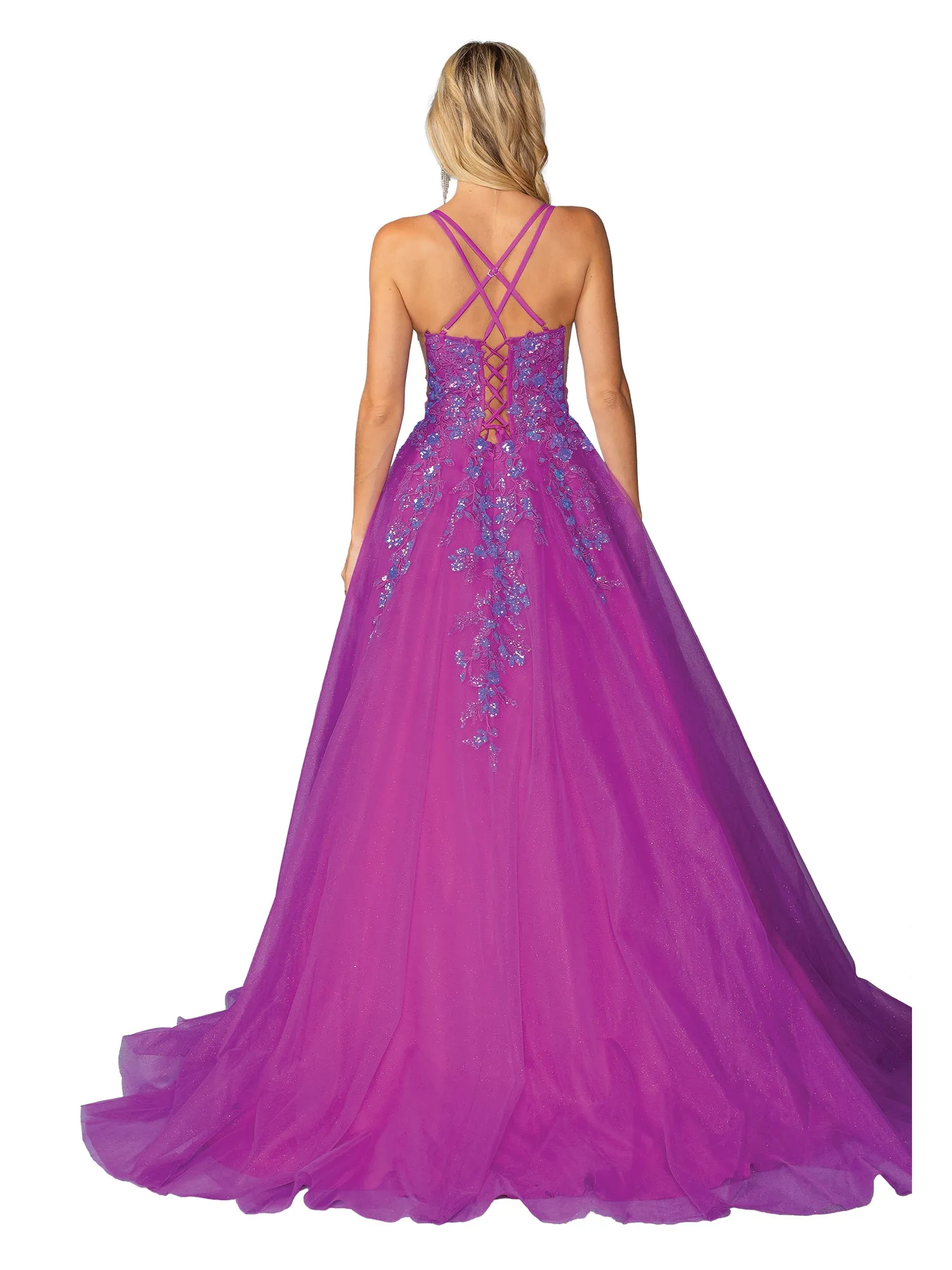 Long Magenta Prom Ball Gown: Dancing Queen 4460 sold by PromGirl product image thumbnail 2