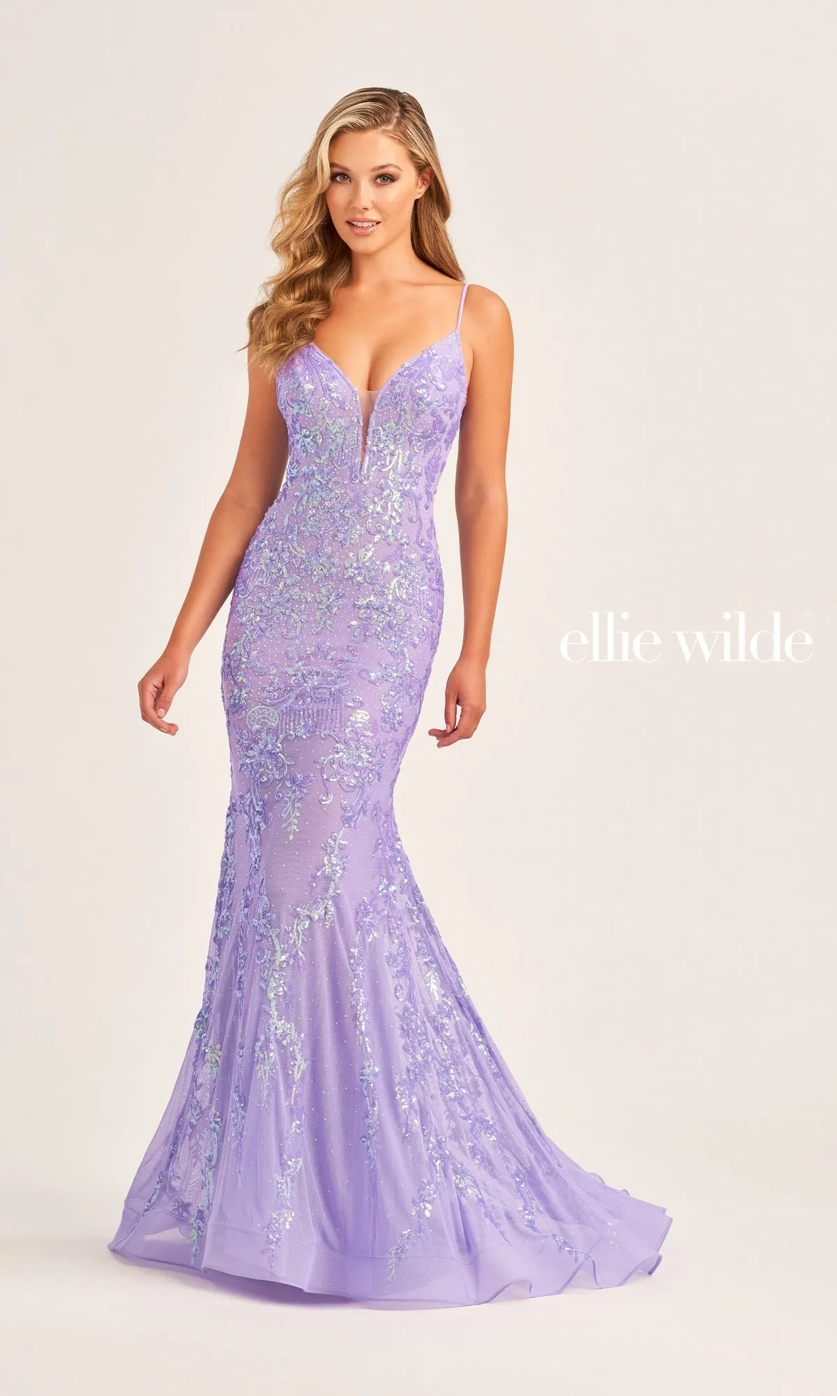 Ellie Wilde Long Mermaid Designer Dress EW35048 sold by PromGirl product image thumbnail 4