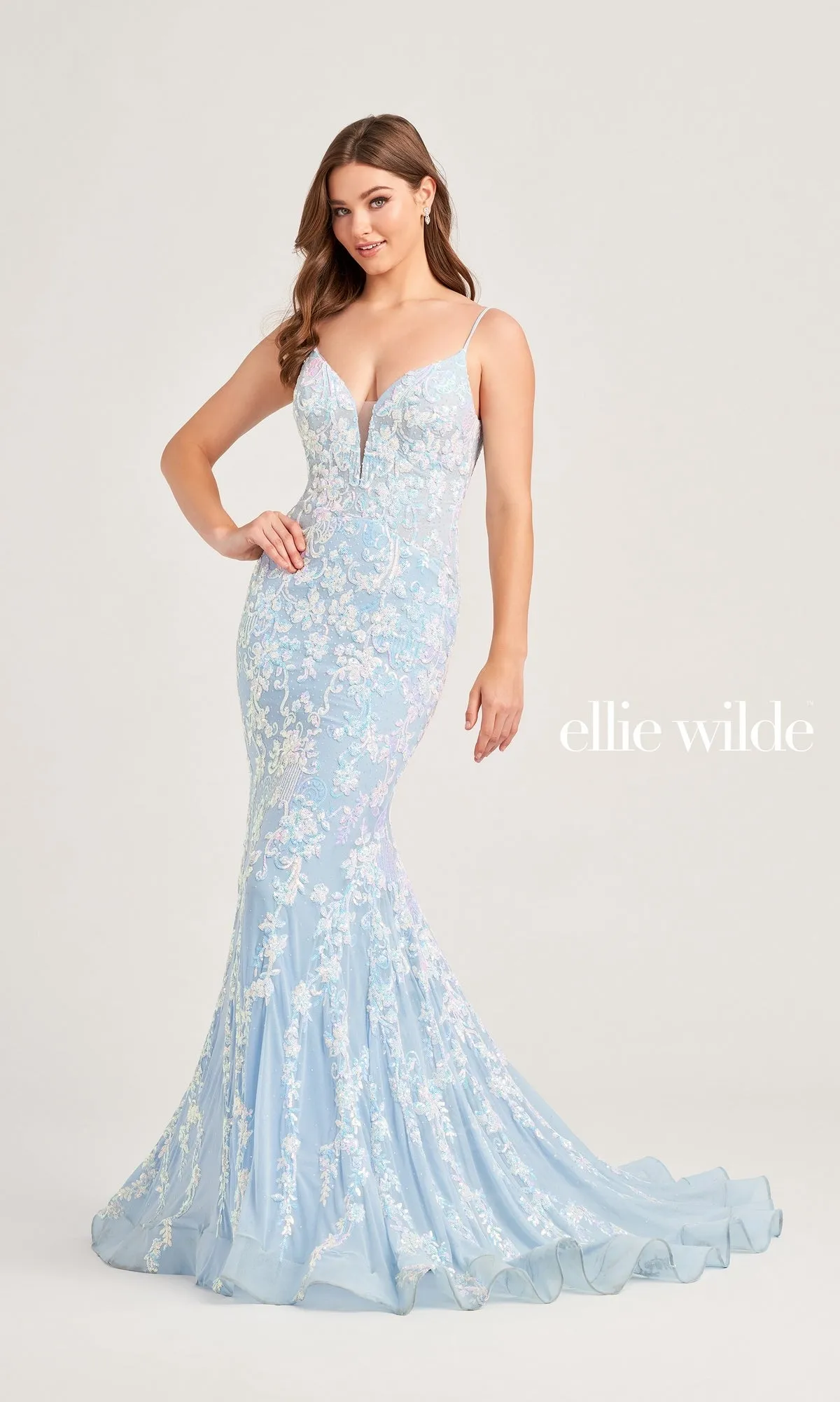 Ellie Wilde Long Mermaid Designer Dress EW35048 sold by PromGirl product image thumbnail 3