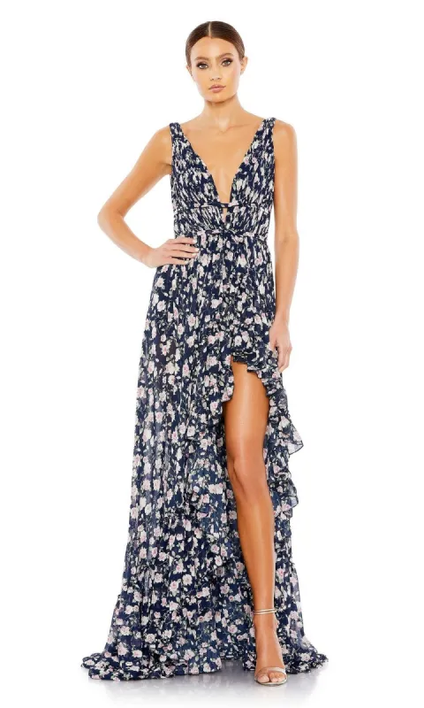 Floral-Print Maxi Party Dress: Mac Duggal 50659 sold by PromGirl