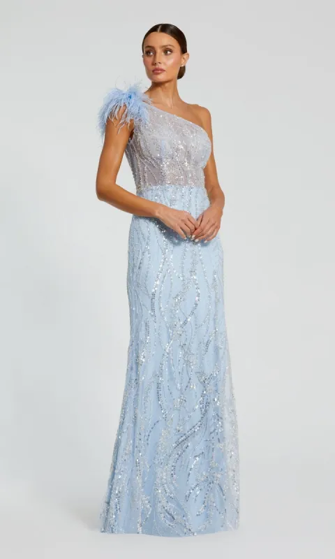 Long Blue Glitter Formal Dress: Mac Duggal 20887 sold by PromGirl