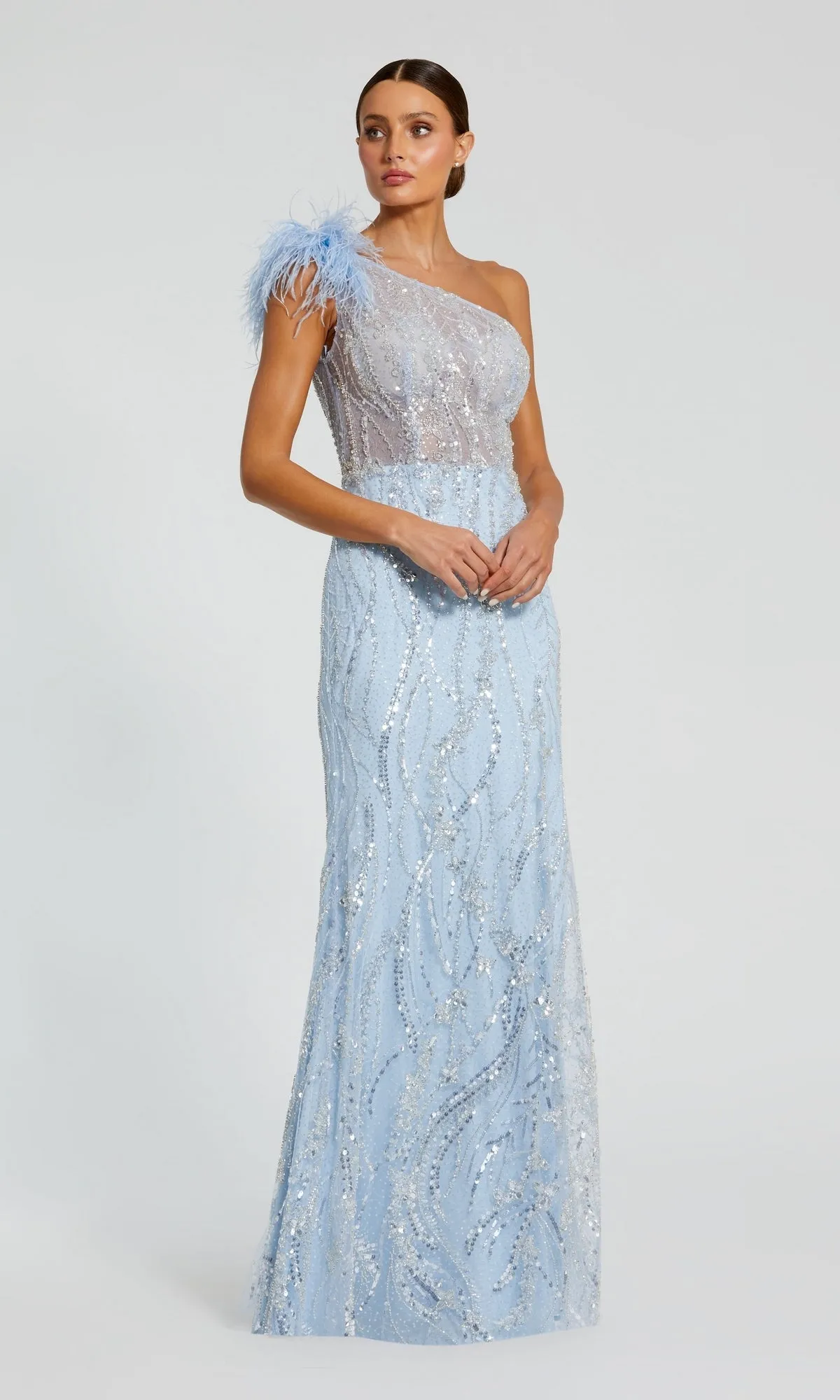 Long Blue Glitter Formal Dress: Mac Duggal 20887 sold by PromGirl