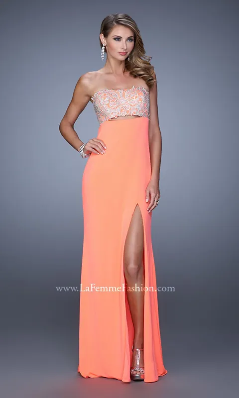 Long Strapless Open-Back Prom Dress by La Femme sold by PromGirl