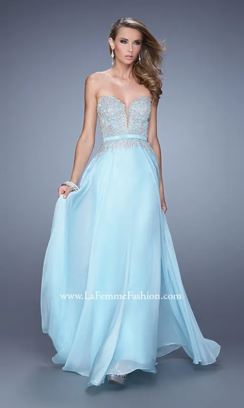 Elegant Strapless Evening Gown by La Femme made by La Femme