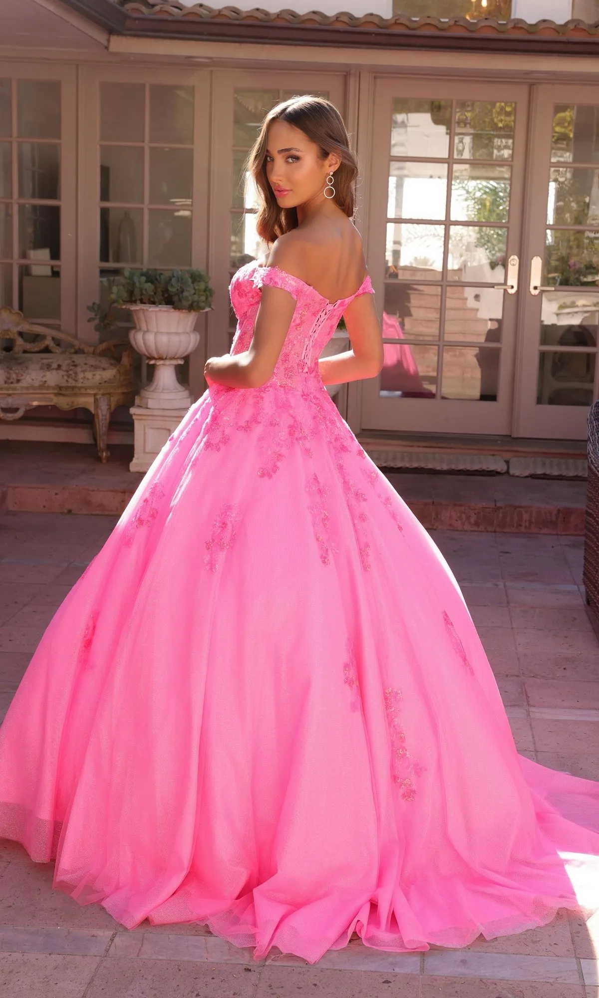 Off-the-Shoulder Lace-Up Long Prom Ball Gown H1352 sold by PromGirl product image thumbnail 4