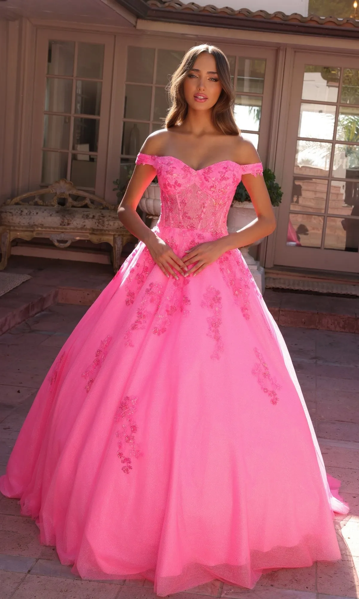Off-the-Shoulder Lace-Up Long Prom Ball Gown H1352 sold by PromGirl product image thumbnail 3
