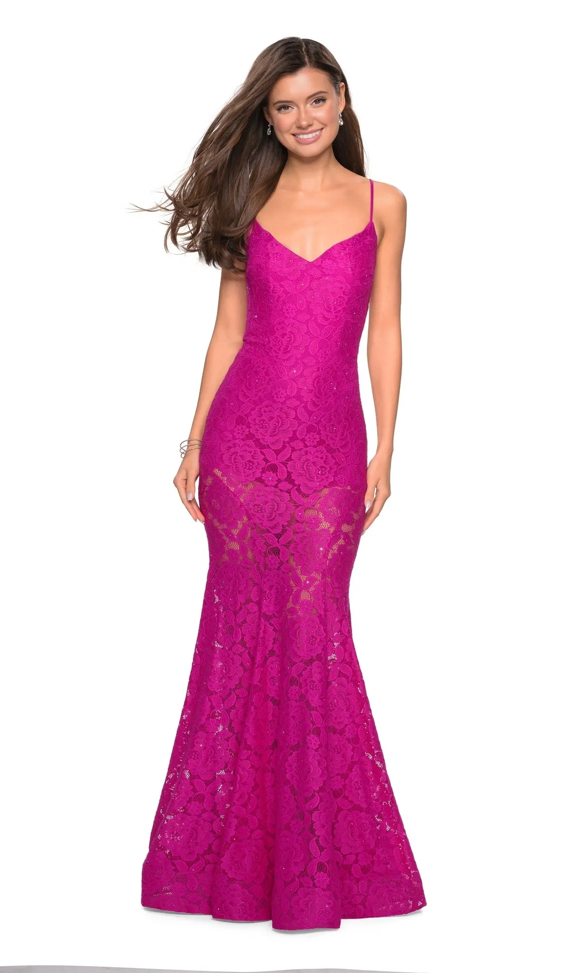 Sheer Lace Mermaid Prom Dress: La Femme 27584 sold by PromGirl product image thumbnail 4