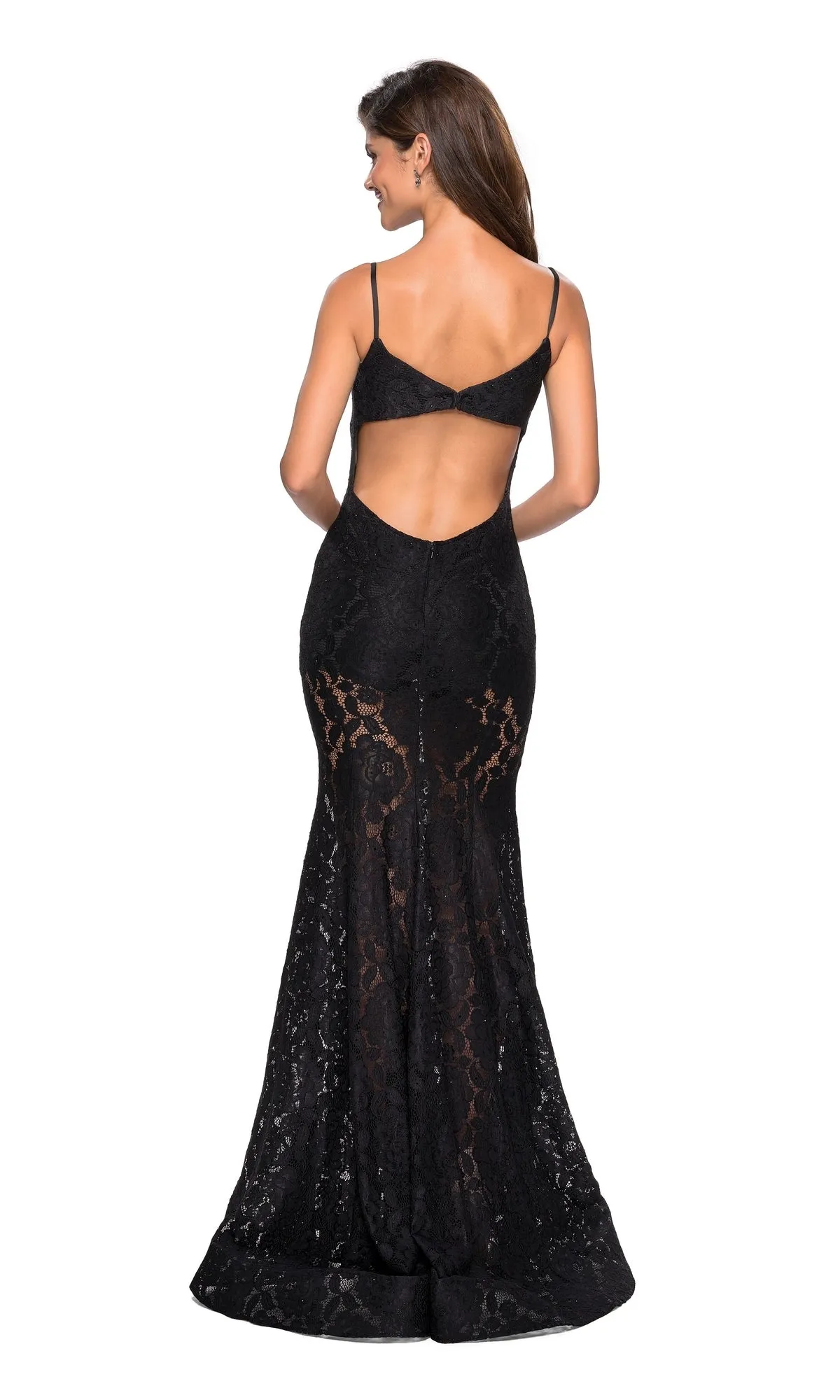 Sheer Lace Mermaid Prom Dress: La Femme 27584 sold by PromGirl product image thumbnail 2