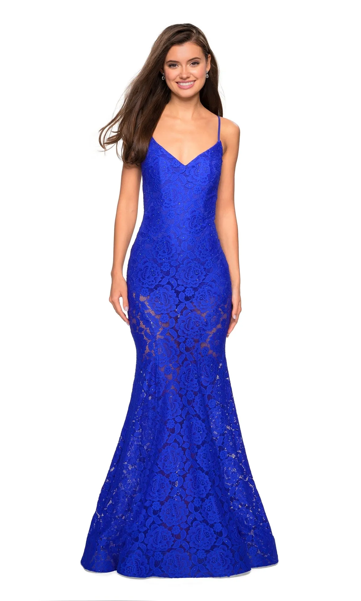 Sheer Lace Mermaid Prom Dress: La Femme 27584 sold by PromGirl product image thumbnail 3