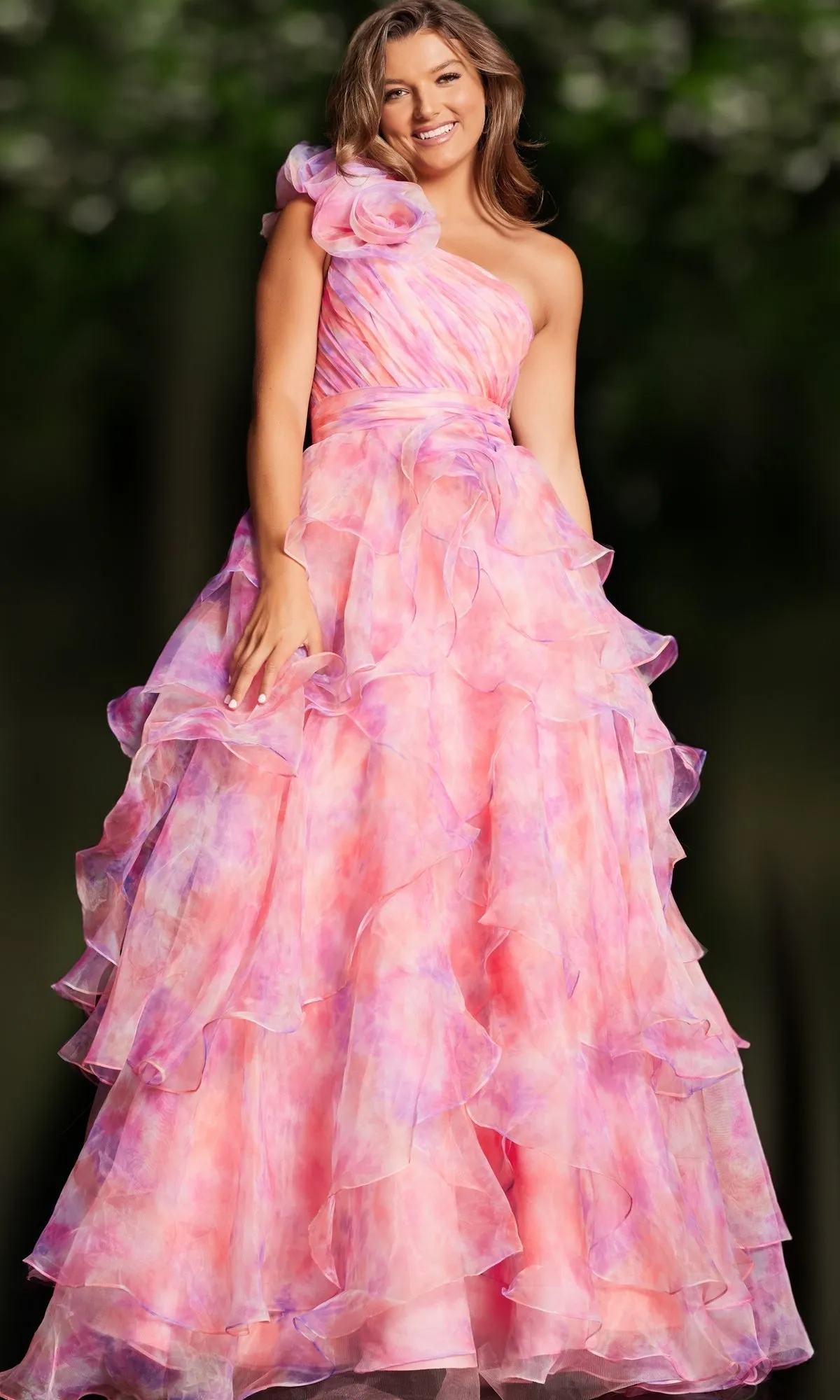 A-Line Long One-Shoulder Prom Dress JVN37455 sold by PromGirl product image thumbnail 3