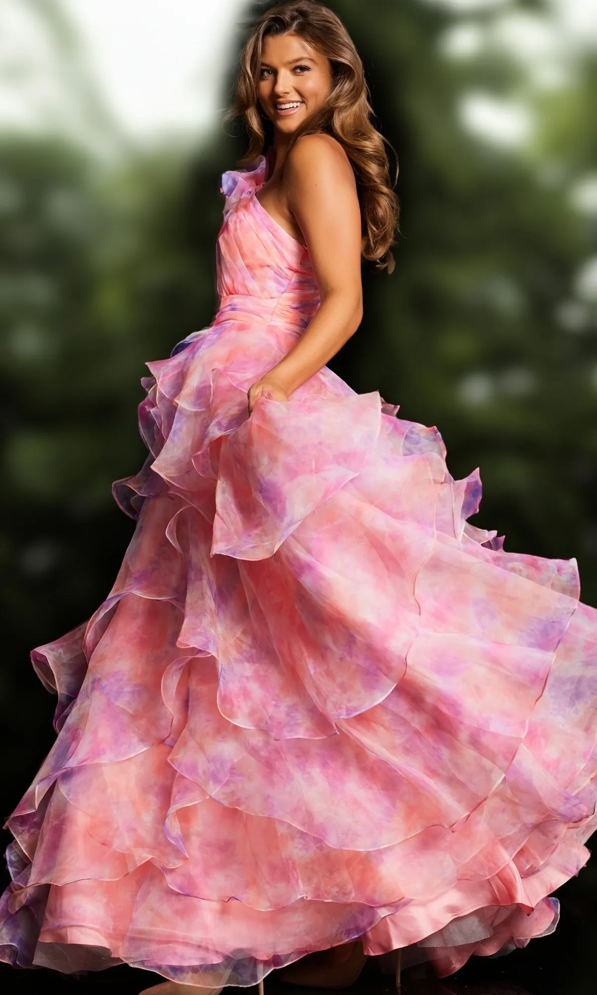A-Line Long One-Shoulder Prom Dress JVN37455 sold by PromGirl product image thumbnail 4