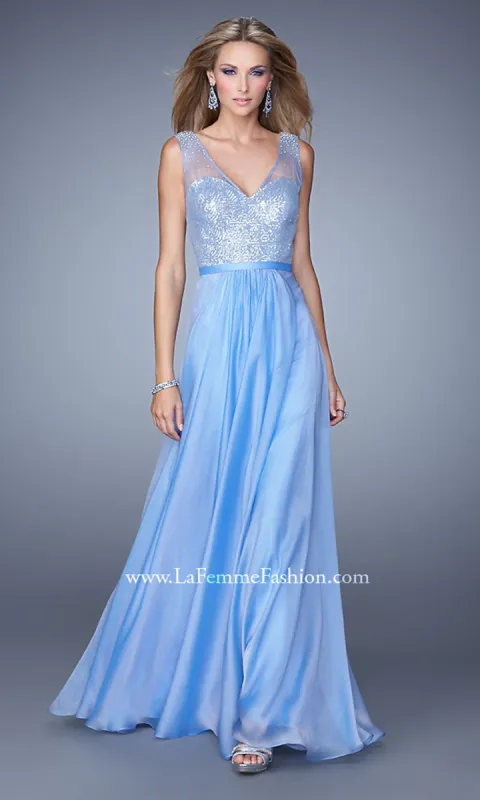 Sequin-Bodice Long A-Line Prom Dress by La Femme sold by PromGirl