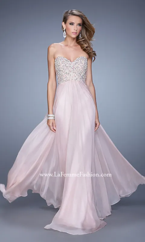 Beaded-Bodice Strapless Long Prom Dress by La Femme sold by PromGirl