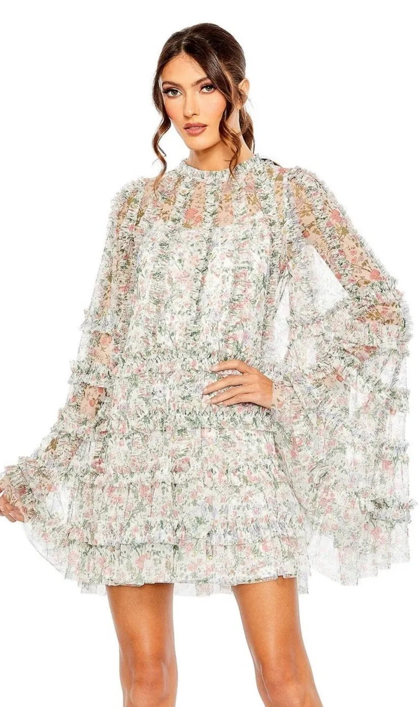 Long Sleeve Short Party Dress: Mac Duggal 8007 sold by PromGirl product image thumbnail 4