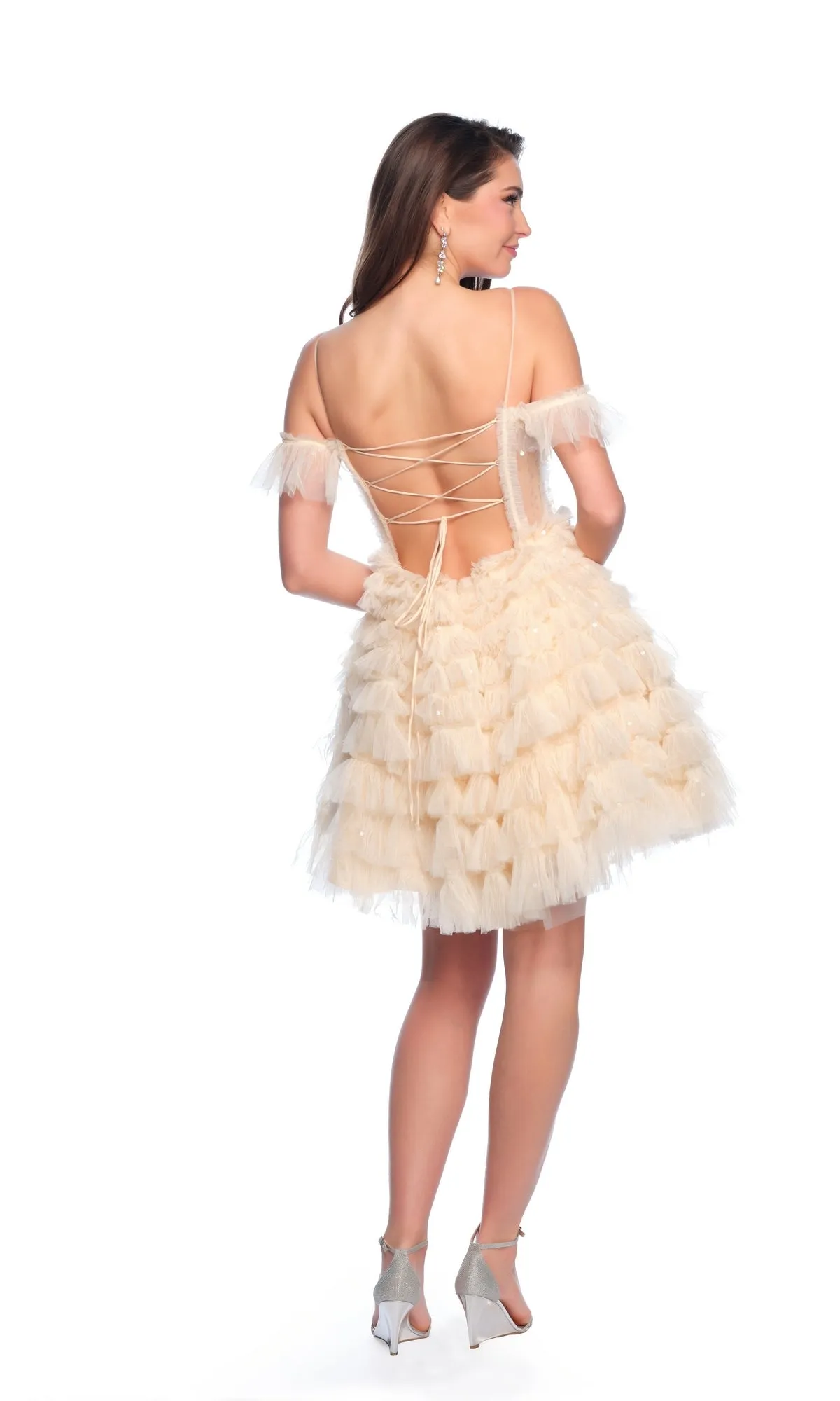 Dave and Johnny Short Ruffled Hoco Dress 11754 sold by PromGirl product image thumbnail 4