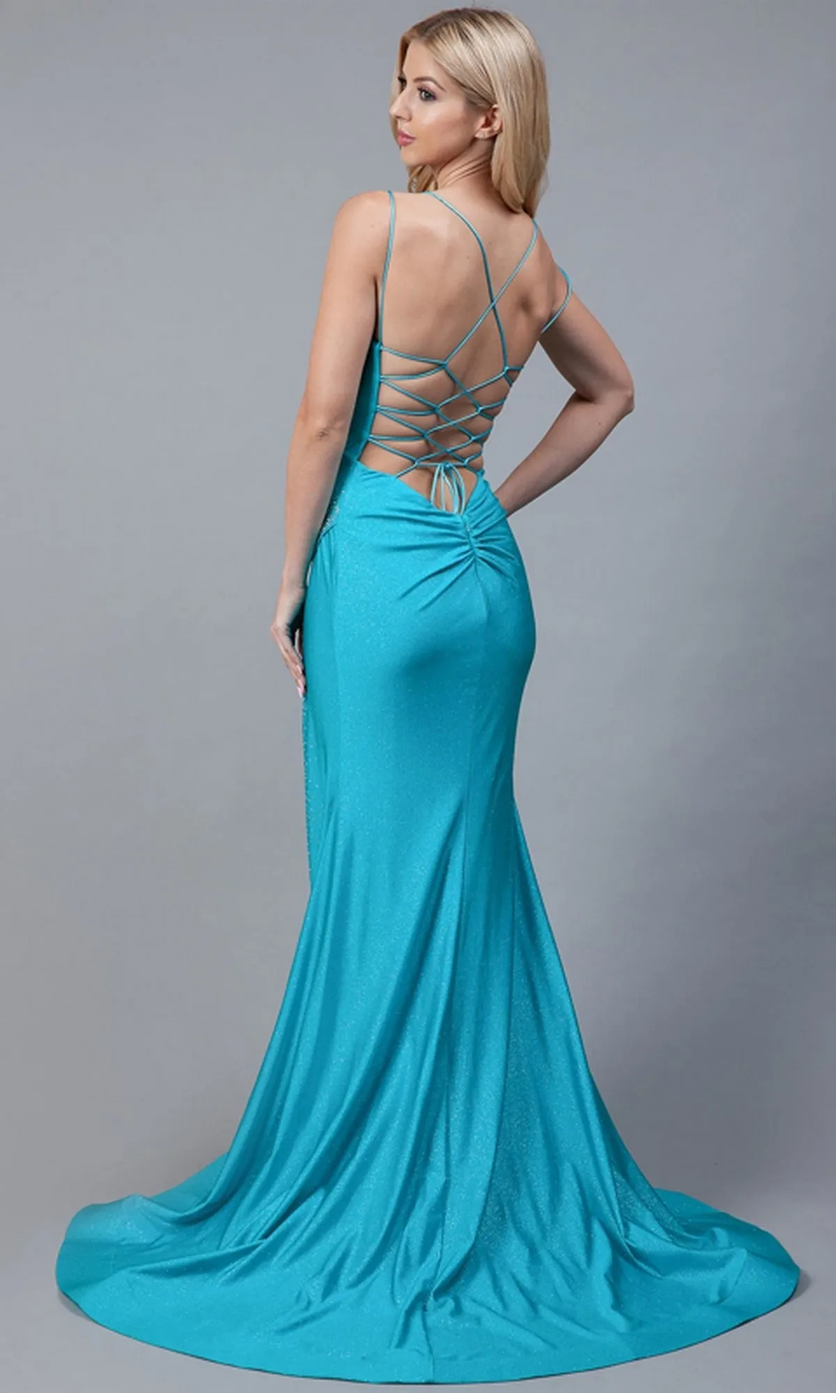 Glitter-Jersey Long Lace-Up Prom Dress 399 sold by PromGirl product image thumbnail 2