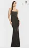 Faviana Lace-Up Back Black Long Beaded Prom Dress sold by PromGirl