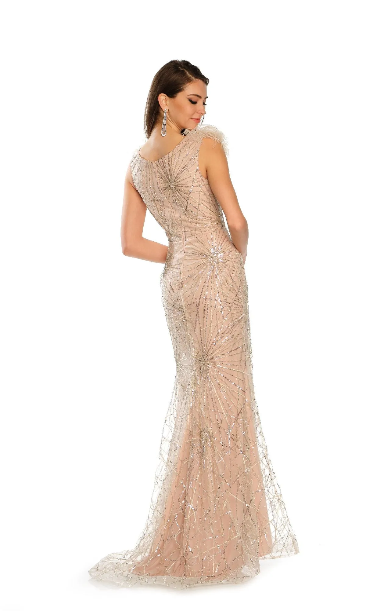 Dave and Johnny Feather Long Pink Prom Dress 11221 sold by PromGirl product image thumbnail 2