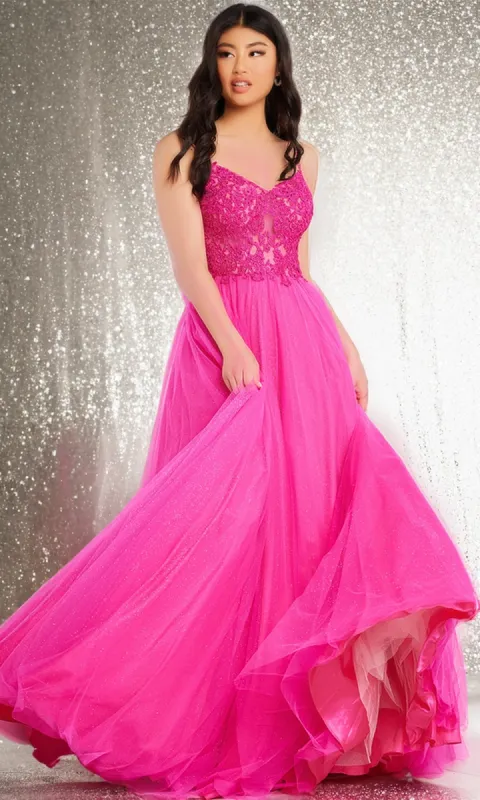 Embroidered-Bodice Prom Ball Gown JVN67051 sold by PromGirl