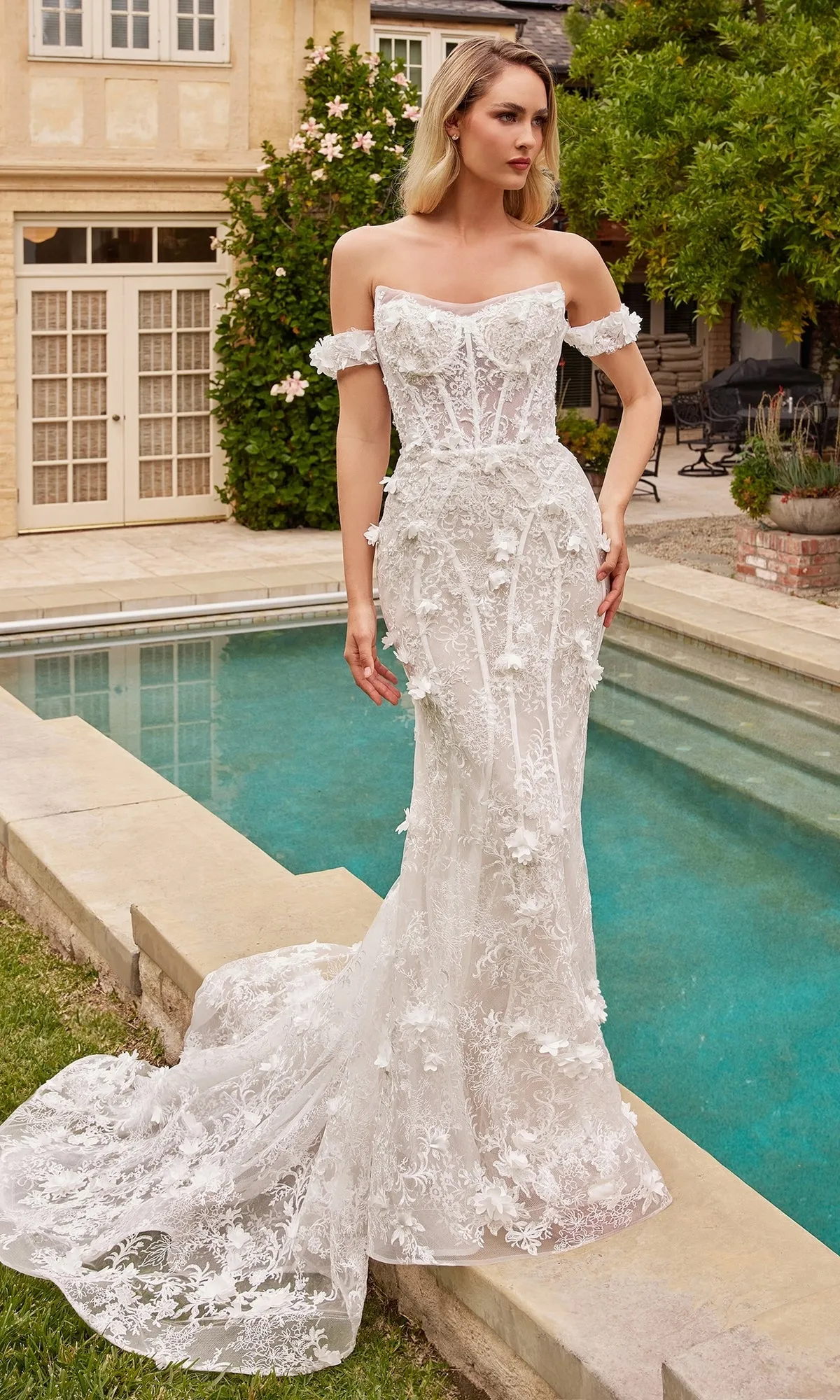 3D Floral Lace Wedding Gown CD861W sold by PromGirl