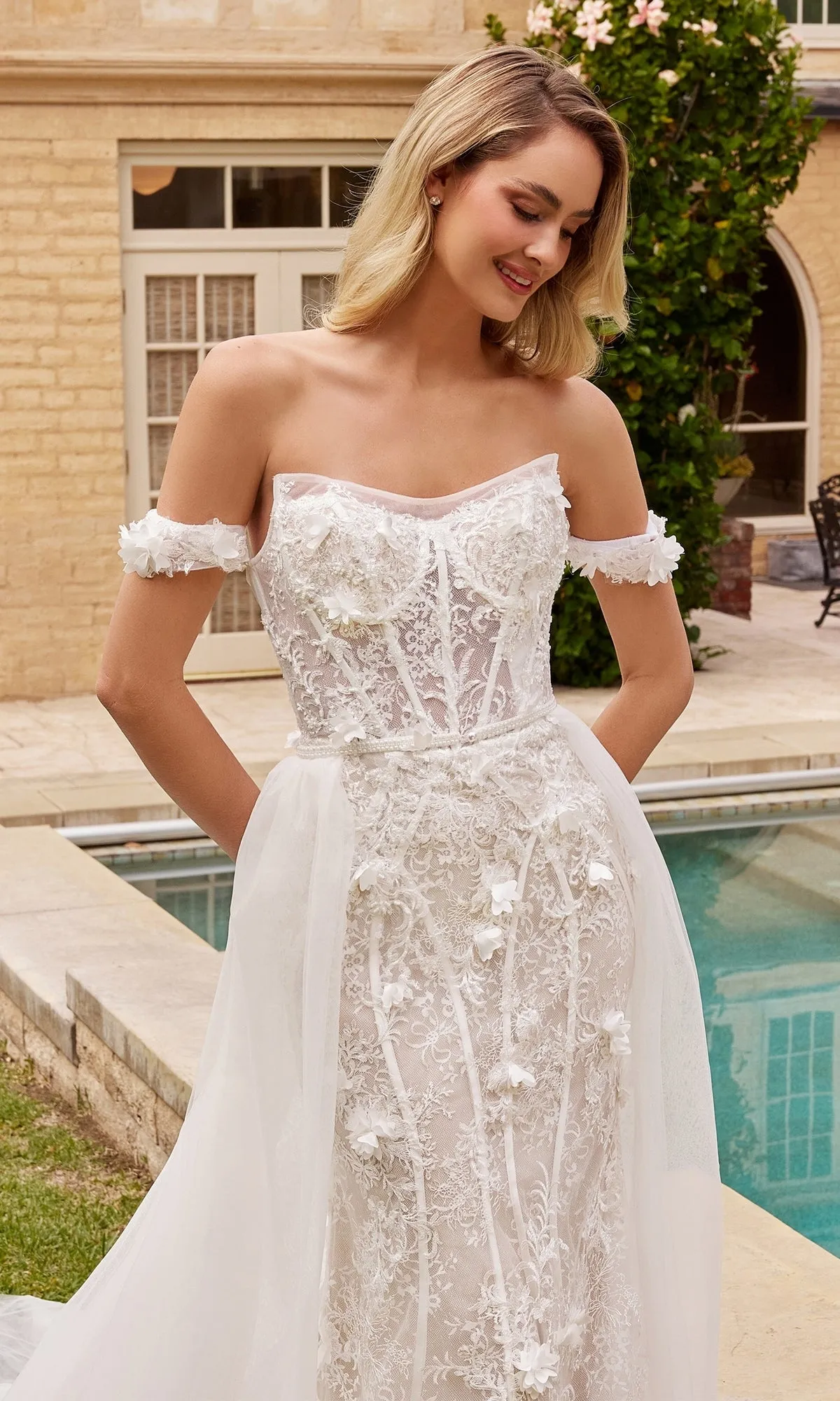 3D Floral Lace Wedding Gown CD861W sold by PromGirl product image thumbnail 4