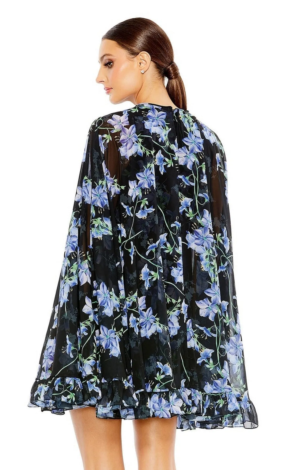 Short Print Cape Hoco Dress: Mac Duggal 55404 sold by PromGirl product image thumbnail 4