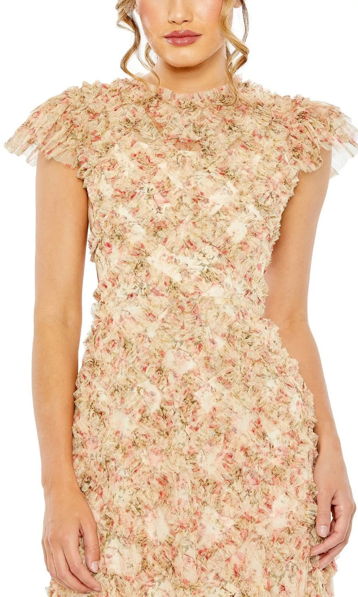 Cap-Sleeve Wedding Guest Dress: Mac Duggal 8060 sold by PromGirl product image thumbnail 3