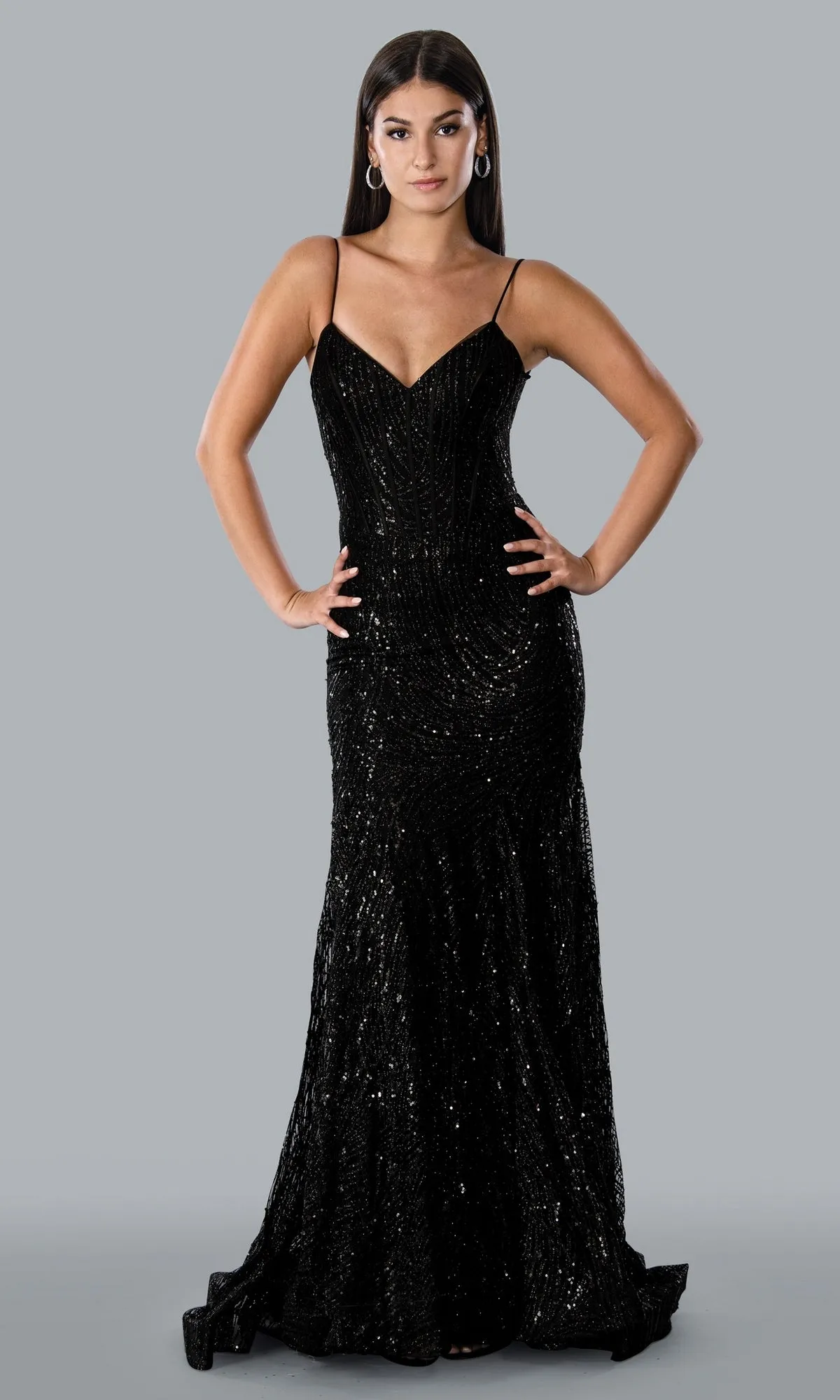 Sheer-Corset Long Sequin Formal Prom Dress 23177 sold by PromGirl