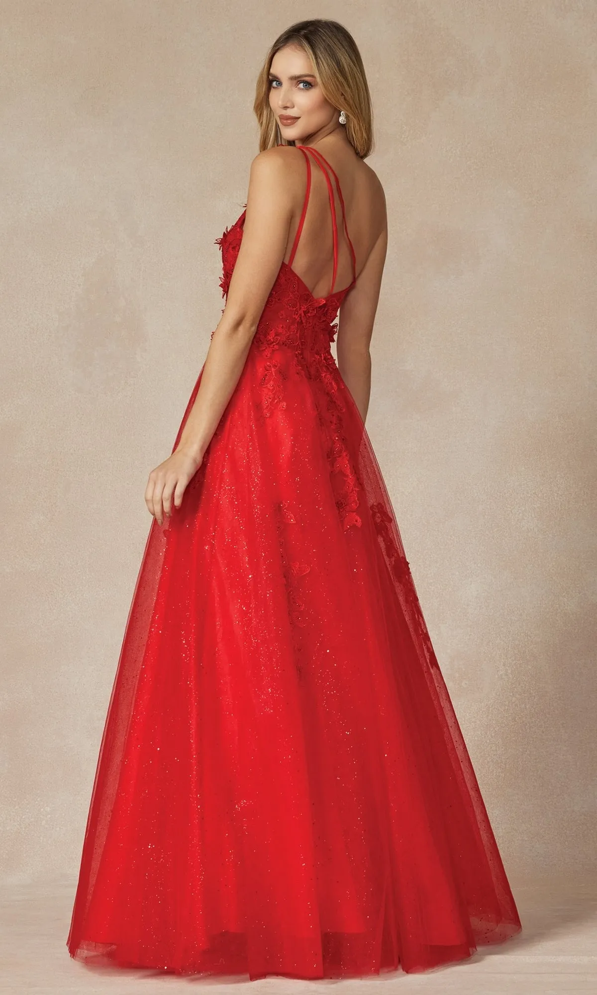One-Shoulder Long Red Prom Dress: Juliet 298 sold by PromGirl product image thumbnail 2