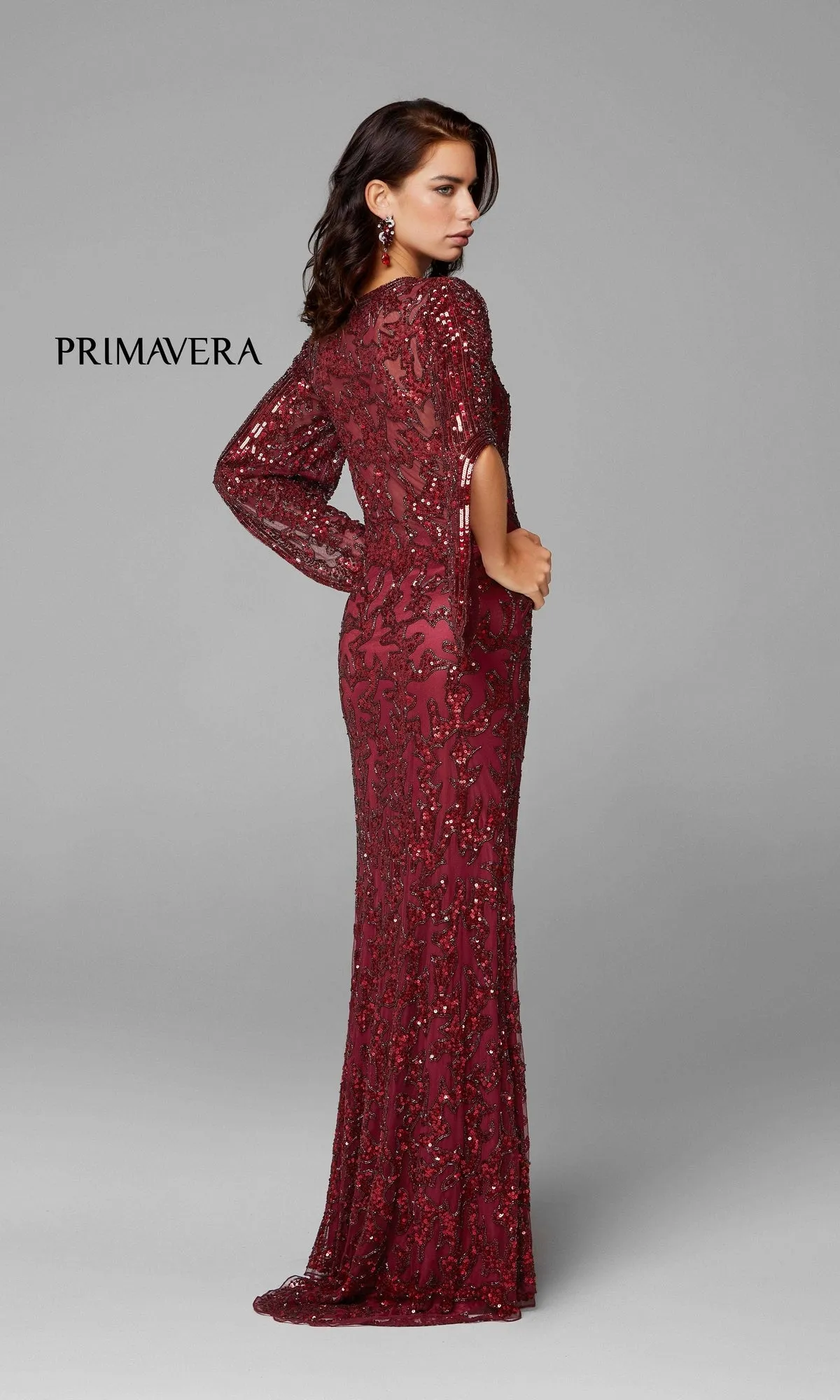 Long Bell Sleeve Beaded Evening Gown 9713 sold by PromGirl product image thumbnail 4
