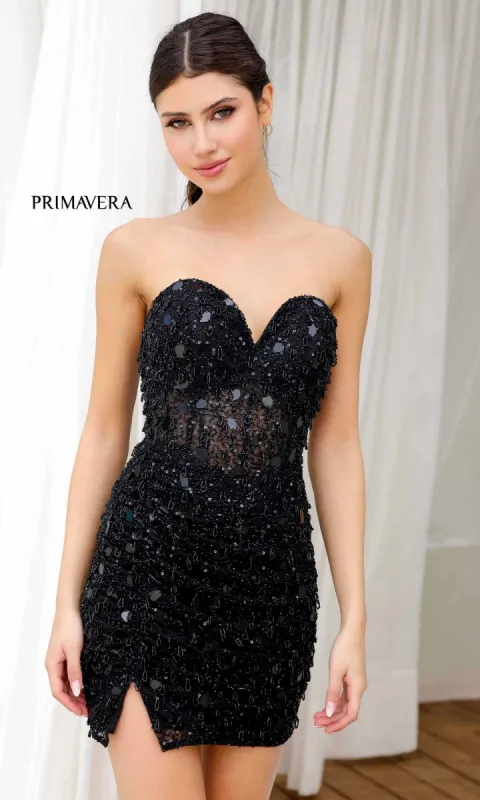 Beaded Strapless Short Hoco Dress: Primavera 4252 sold by PromGirl