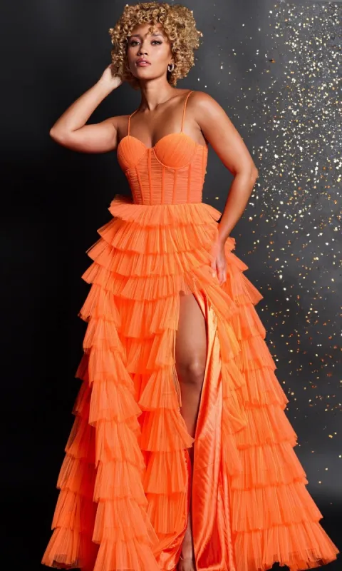 Jovani Long Ruffled Corset Prom Ball Gown 38277 sold by PromGirl