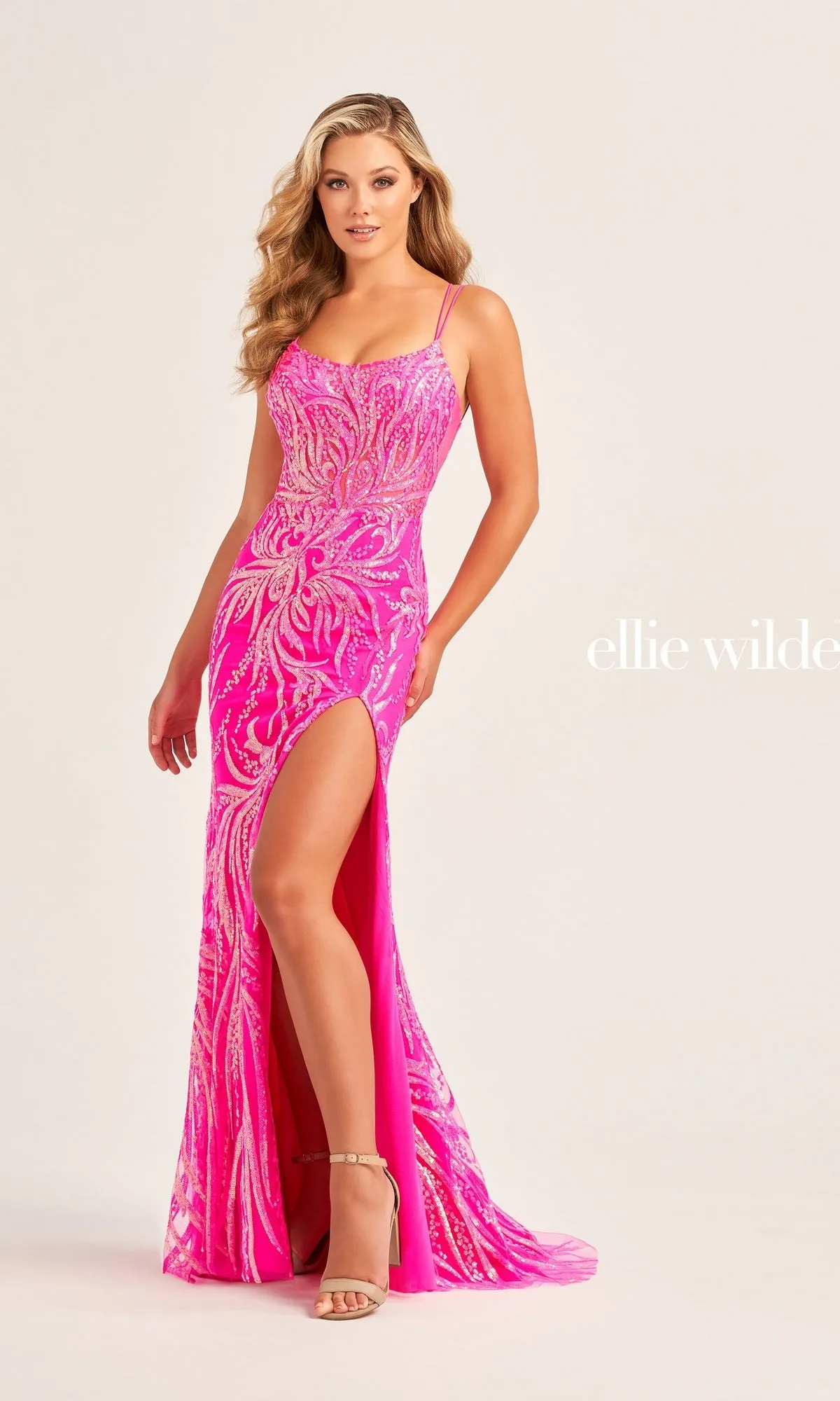 Sequin Ellie Wilde Long Designer Dress EW35046 sold by PromGirl product image thumbnail 4