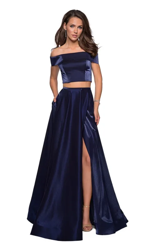 La Femme A-Line Two-Piece Satin Prom Dress 26919 sold by PromGirl