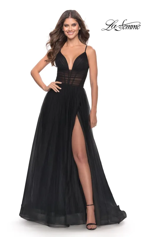 Sheer-Waist La Femme Long Prom Ball Gown 31147 sold by PromGirl