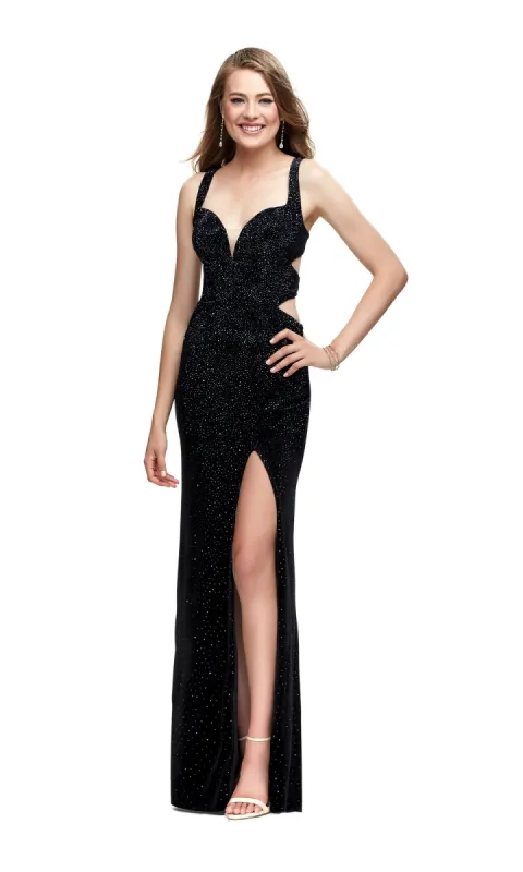 Beaded Long La Femme Cut-Out Prom Dress 25266 sold by PromGirl