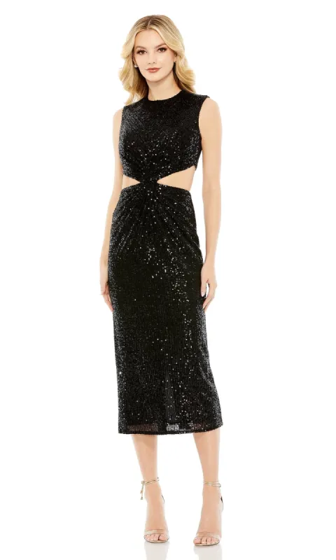 Mac Duggal High-Neck Midi Sequin Party Dress 27022 sold by PromGirl