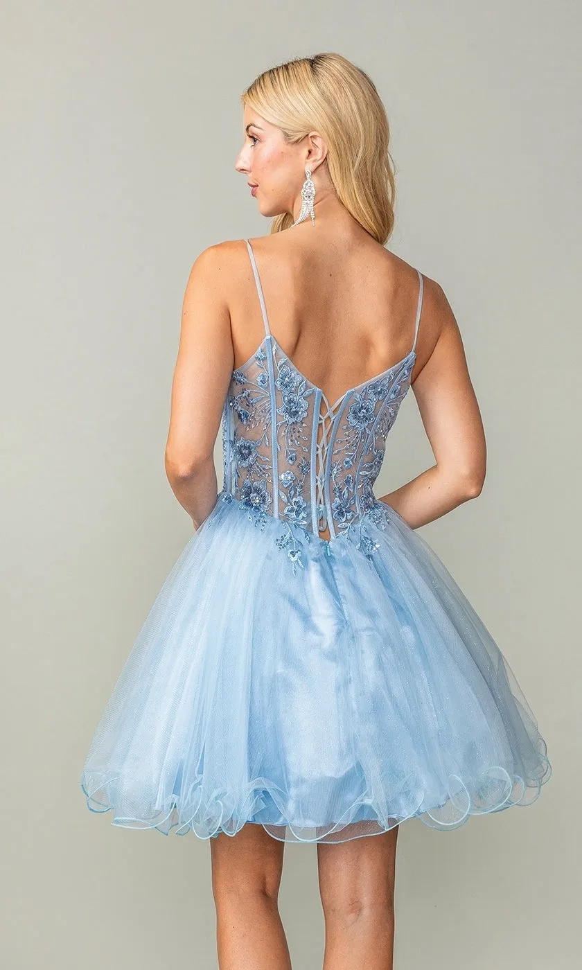 Sheer-Corset Short Babydoll Hoco Dress 3351 sold by PromGirl product image thumbnail 2