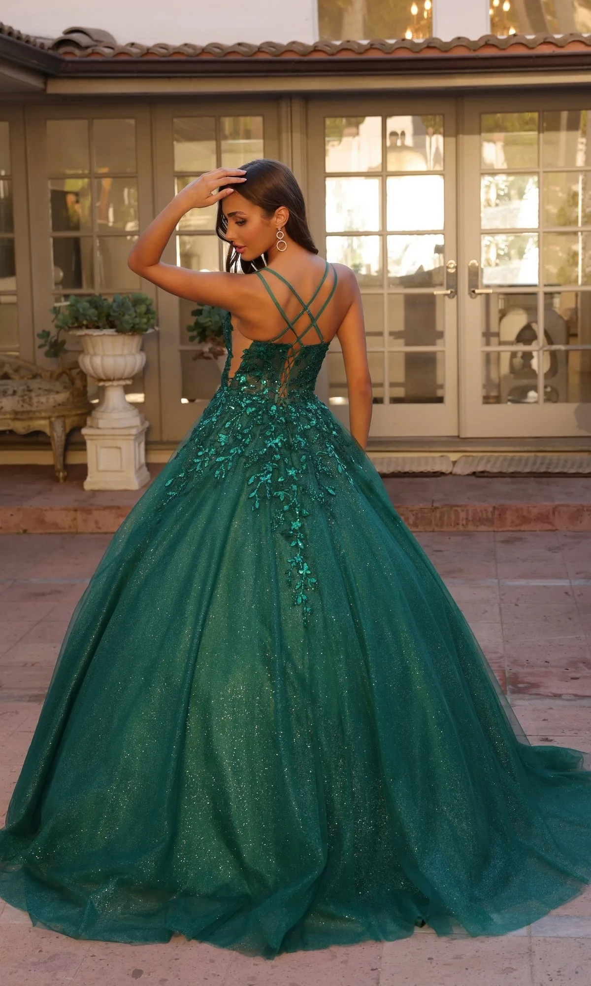 Glitter-Tulle Long Prom Ball Gown H1271 sold by PromGirl product image thumbnail 5