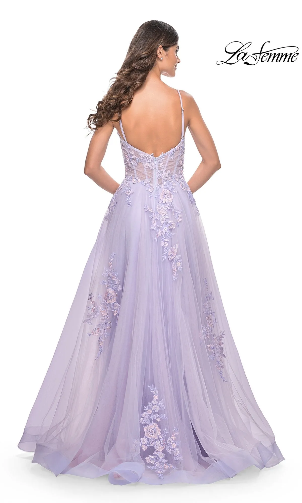 La Femme Embroidered-Lace Long Prom Dress 31939 sold by PromGirl product image thumbnail 2