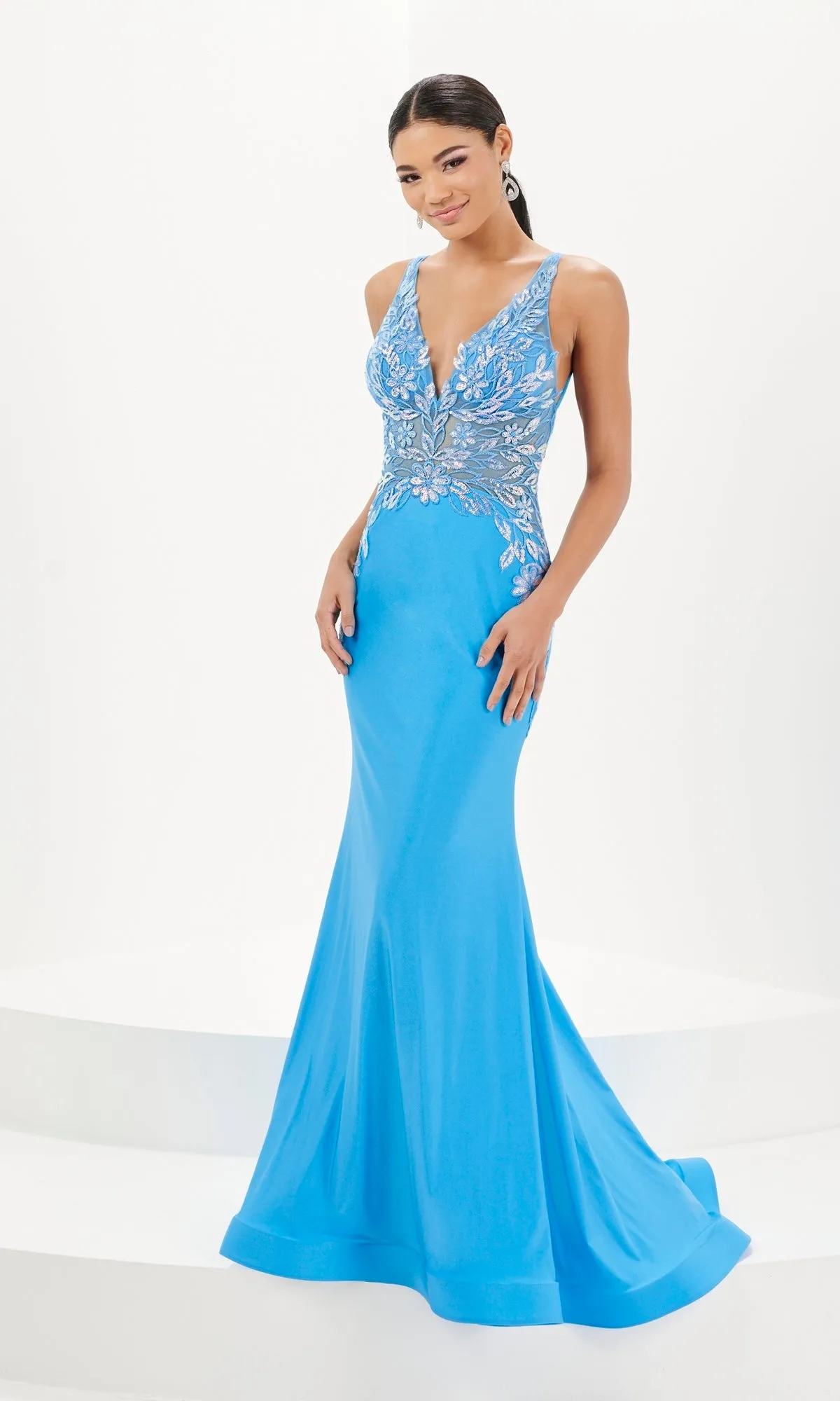 Tiffany Open-Back Floral Jersey Prom Dress 16091 sold by PromGirl product image thumbnail 4