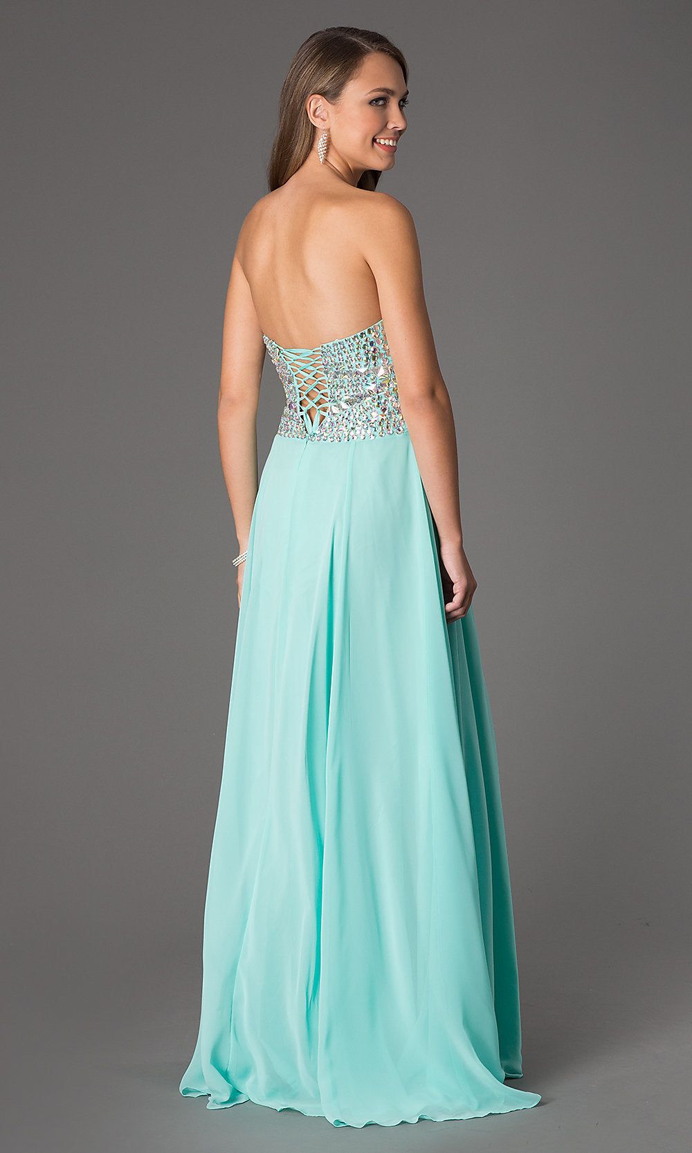 Strapless Mint Green Long Prom Dress sold by PromGirl product image thumbnail 2